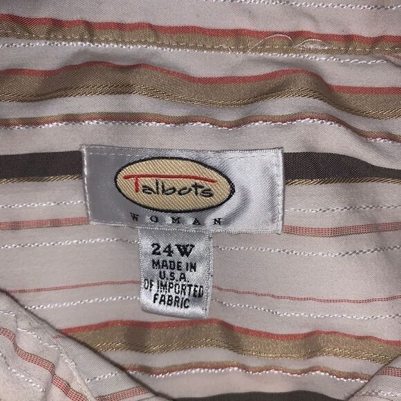 Talbots Plus Size Striped Button Front Shirt - Picture 5 of 6